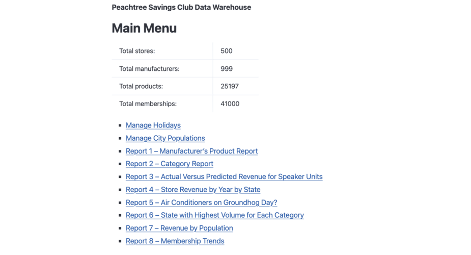 Coursework: Peachtree Data Warehouse