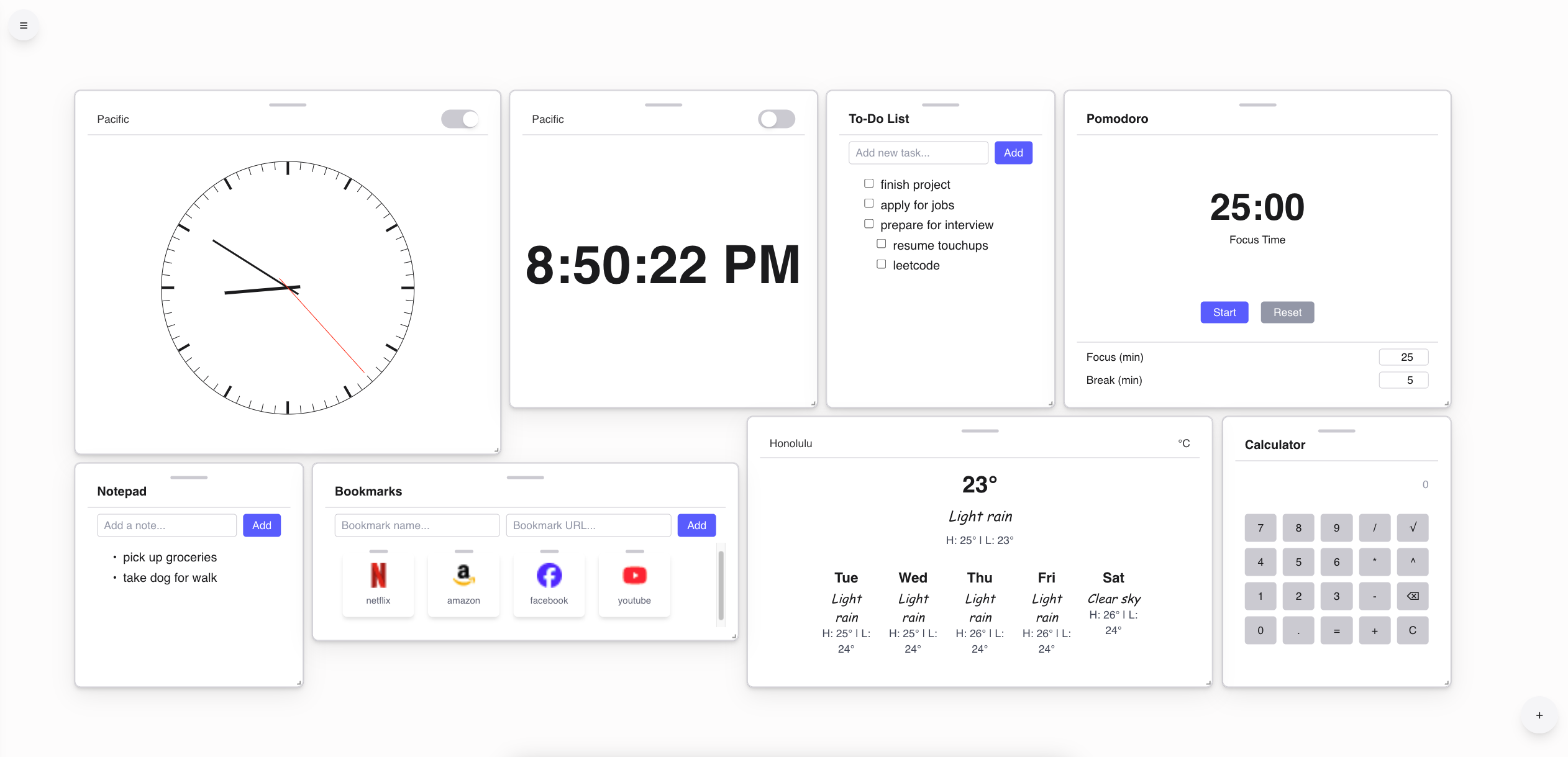 Productivity Widgets